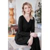 imageEkouaer Womens Pajama Sets V Neck Loungewear Long Sleeve Pj Sets 2 Piece Lounge Sets for Women Soft Sleepwear for All SeasonsA01black