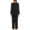 imageEkouaer Womens Pajama Sets V Neck Loungewear Long Sleeve Pj Sets 2 Piece Lounge Sets for Women Soft Sleepwear for All SeasonsA01black