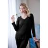 imageEkouaer Womens Pajama Sets V Neck Loungewear Long Sleeve Pj Sets 2 Piece Lounge Sets for Women Soft Sleepwear for All SeasonsA01black
