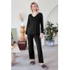 imageEkouaer Womens Pajama Sets V Neck Loungewear Long Sleeve Pj Sets 2 Piece Lounge Sets for Women Soft Sleepwear for All SeasonsA01black