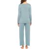 imageEkouaer Womens Pajama Sets V Neck Loungewear Long Sleeve Pj Sets 2 Piece Lounge Sets for Women Soft Sleepwear for All SeasonsAqua Green