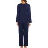 imageEkouaer Womens Pajama Sets V Neck Loungewear Long Sleeve Pj Sets 2 Piece Lounge Sets for Women Soft Sleepwear for All SeasonsDark Blue