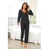 imageEkouaer Womens Pajama Sets V Neck Loungewear Long Sleeve Pj Sets 2 Piece Lounge Sets for Women Soft Sleepwear for All SeasonsDark Gray