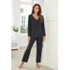 imageEkouaer Womens Pajama Sets V Neck Loungewear Long Sleeve Pj Sets 2 Piece Lounge Sets for Women Soft Sleepwear for All SeasonsDark Gray