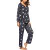 imageEkouaer Womens Pajama Sets V Neck Loungewear Long Sleeve Pj Sets 2 Piece Lounge Sets for Women Soft Sleepwear for All SeasonsDark Gray Stars