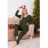 imageEkouaer Womens Pajama Sets V Neck Loungewear Long Sleeve Pj Sets 2 Piece Lounge Sets for Women Soft Sleepwear for All SeasonsDark Green