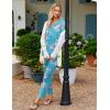 imageEkouaer Womens Pajama Sets V Neck Loungewear Long Sleeve Pj Sets 2 Piece Lounge Sets for Women Soft Sleepwear for All SeasonsFlowerswater Green