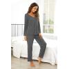 imageEkouaer Womens Pajama Sets V Neck Loungewear Long Sleeve Pj Sets 2 Piece Lounge Sets for Women Soft Sleepwear for All SeasonsGray