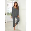 imageEkouaer Womens Pajama Sets V Neck Loungewear Long Sleeve Pj Sets 2 Piece Lounge Sets for Women Soft Sleepwear for All SeasonsGray
