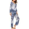 imageEkouaer Womens Pajama Sets V Neck Loungewear Long Sleeve Pj Sets 2 Piece Lounge Sets for Women Soft Sleepwear for All SeasonsGray Tie Dye