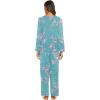 imageEkouaer Womens Pajama Sets V Neck Loungewear Long Sleeve Pj Sets 2 Piece Lounge Sets for Women Soft Sleepwear for All SeasonsGreen Blue Flowers