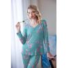 imageEkouaer Womens Pajama Sets V Neck Loungewear Long Sleeve Pj Sets 2 Piece Lounge Sets for Women Soft Sleepwear for All SeasonsGreen Blue Flowers