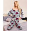 imageEkouaer Womens Pajama Sets V Neck Loungewear Long Sleeve Pj Sets 2 Piece Lounge Sets for Women Soft Sleepwear for All SeasonsInk Flowers