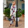 imageEkouaer Womens Pajama Sets V Neck Loungewear Long Sleeve Pj Sets 2 Piece Lounge Sets for Women Soft Sleepwear for All SeasonsInk Flowers