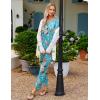 imageEkouaer Womens Pajama Sets V Neck Loungewear Long Sleeve Pj Sets 2 Piece Lounge Sets for Women Soft Sleepwear for All SeasonsLarge Flowers