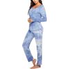 imageEkouaer Womens Pajama Sets V Neck Loungewear Long Sleeve Pj Sets 2 Piece Lounge Sets for Women Soft Sleepwear for All SeasonsLight Blue Tie Dye