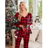 imageEkouaer Womens Pajama Sets V Neck Loungewear Long Sleeve Pj Sets 2 Piece Lounge Sets for Women Soft Sleepwear for All SeasonsMedium Chessboardblack and Red