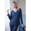 imageEkouaer Womens Pajama Sets V Neck Loungewear Long Sleeve Pj Sets 2 Piece Lounge Sets for Women Soft Sleepwear for All SeasonsNavy Blue