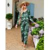 imageEkouaer Womens Pajama Sets V Neck Loungewear Long Sleeve Pj Sets 2 Piece Lounge Sets for Women Soft Sleepwear for All SeasonsPlant Leaves