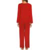 imageEkouaer Womens Pajama Sets V Neck Loungewear Long Sleeve Pj Sets 2 Piece Lounge Sets for Women Soft Sleepwear for All SeasonsRed