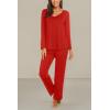 imageEkouaer Womens Pajama Sets V Neck Loungewear Long Sleeve Pj Sets 2 Piece Lounge Sets for Women Soft Sleepwear for All SeasonsRed