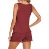 imageEkouaer Womens Sleeveless Pajamas Set Casual Sleepwear Soft Pj Sets Tank Top and Shorts 2 Piece Loungewear for Summer SXXLWine Red