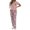 imageEkouaer Pajama Sets For Women 2 Piece Short Sleeve Pj Sets With Long Printed Pants Sleepwear Casual Loose Lounge SetsMauve Floral