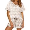 imageEkouaer Silk Pajama for Women Short Sleeve Satin Pj Set Two Piece Soft Sleepwear Loungewear SXXLPink Flamingo