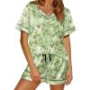 imageEkouaer Silk Pajama for Women Short Sleeve Satin Pj Set Two Piece Soft Sleepwear Loungewear SXXLUnicorn Garden