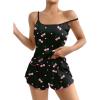 imageEkouaer Womens Cami Pajama Sets 2 Piece Cute Print Pjs Soft Tank Top ampamp Elastic Waist Shorts Camisole Lounge SetPink Cherry