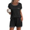 imageEkouaer Womens Pajama Sets 2 Piece Soft Short Sleeve Top and Shorts Sleepwear Round Neck Pjs Lounge Set with PocketsBlack