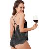 imageEkouaer Womens Satin Pajama Sets Silky Backless Pjs Camisole Top and Shorts Soft Nightwear SetBlack Leopard