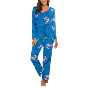 imageEkouaer Womens Pajama Sets V Neck Loungewear Long Sleeve Pj Sets 2 Piece Lounge Sets for Women Soft Sleepwear for All SeasonsAlpaca