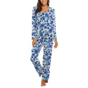 imageEkouaer Womens Pajama Sets V Neck Loungewear Long Sleeve Pj Sets 2 Piece Lounge Sets for Women Soft Sleepwear for All SeasonsCashew Flower