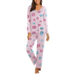 imageEkouaer Womens Pajama Sets V Neck Loungewear Long Sleeve Pj Sets 2 Piece Lounge Sets for Women Soft Sleepwear for All SeasonsDonut