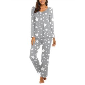 imageEkouaer Womens Pajama Sets V Neck Loungewear Long Sleeve Pj Sets 2 Piece Lounge Sets for Women Soft Sleepwear for All SeasonsPentagram