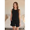 imageEkouaer 2 Pack Womens Pajama Set Print Sleepwear Tank Tops and Ruffled Shorts with Pockets Soft Loungewear Sets OutfitsBlack