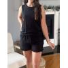 imageEkouaer 2 Pack Womens Pajama Set Print Sleepwear Tank Tops and Ruffled Shorts with Pockets Soft Loungewear Sets OutfitsBlack