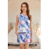 imageEkouaer 2 Pack Womens Pajama Set Print Sleepwear Tank Tops and Ruffled Shorts with Pockets Soft Loungewear Sets OutfitsBlue Pink Tie Dye