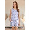 imageEkouaer 2 Pack Womens Pajama Set Print Sleepwear Tank Tops and Ruffled Shorts with Pockets Soft Loungewear Sets OutfitsButterfly Flower