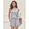imageEkouaer 2 Pack Womens Pajama Set Print Sleepwear Tank Tops and Ruffled Shorts with Pockets Soft Loungewear Sets OutfitsLight Graystars