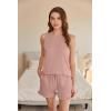 imageEkouaer 2 Pack Womens Pajama Set Print Sleepwear Tank Tops and Ruffled Shorts with Pockets Soft Loungewear Sets OutfitsPink