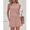 imageEkouaer 2 Pack Womens Pajama Set Print Sleepwear Tank Tops and Ruffled Shorts with Pockets Soft Loungewear Sets OutfitsPink