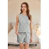 imageEkouaer 2 Pack Womens Pajama Set Print Sleepwear Tank Tops and Ruffled Shorts with Pockets Soft Loungewear Sets OutfitsStripe Star