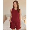 imageEkouaer 2 Pack Womens Pajama Set Print Sleepwear Tank Tops and Ruffled Shorts with Pockets Soft Loungewear Sets OutfitsWine Red