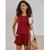imageEkouaer 2 Pack Womens Pajama Set Print Sleepwear Tank Tops and Ruffled Shorts with Pockets Soft Loungewear Sets OutfitsWine Red