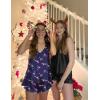 imageEkouaer Satin Pajama Set for Women Silk Pjs for Women Set Camisole Top and Shorts with Ruffle SleepwearNavy Blue Cups
