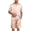 imageEkouaer Silk Satin Matching Pajamas Sets Couple Button Down Nightwear Women ampamp Men Short Sleeve Sleepwear 2 Pieces LoungewearChampagne