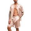 imageEkouaer Silk Satin Matching Pajamas Sets Couple Button Down Nightwear Women ampamp Men Short Sleeve Sleepwear 2 Pieces LoungewearChampagne