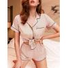 imageEkouaer Silk Satin Matching Pajamas Sets Couple Button Down Nightwear Women ampamp Men Short Sleeve Sleepwear 2 Pieces LoungewearChampagne